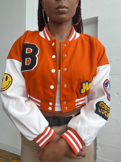 Black and orange clearance varsity jacket
